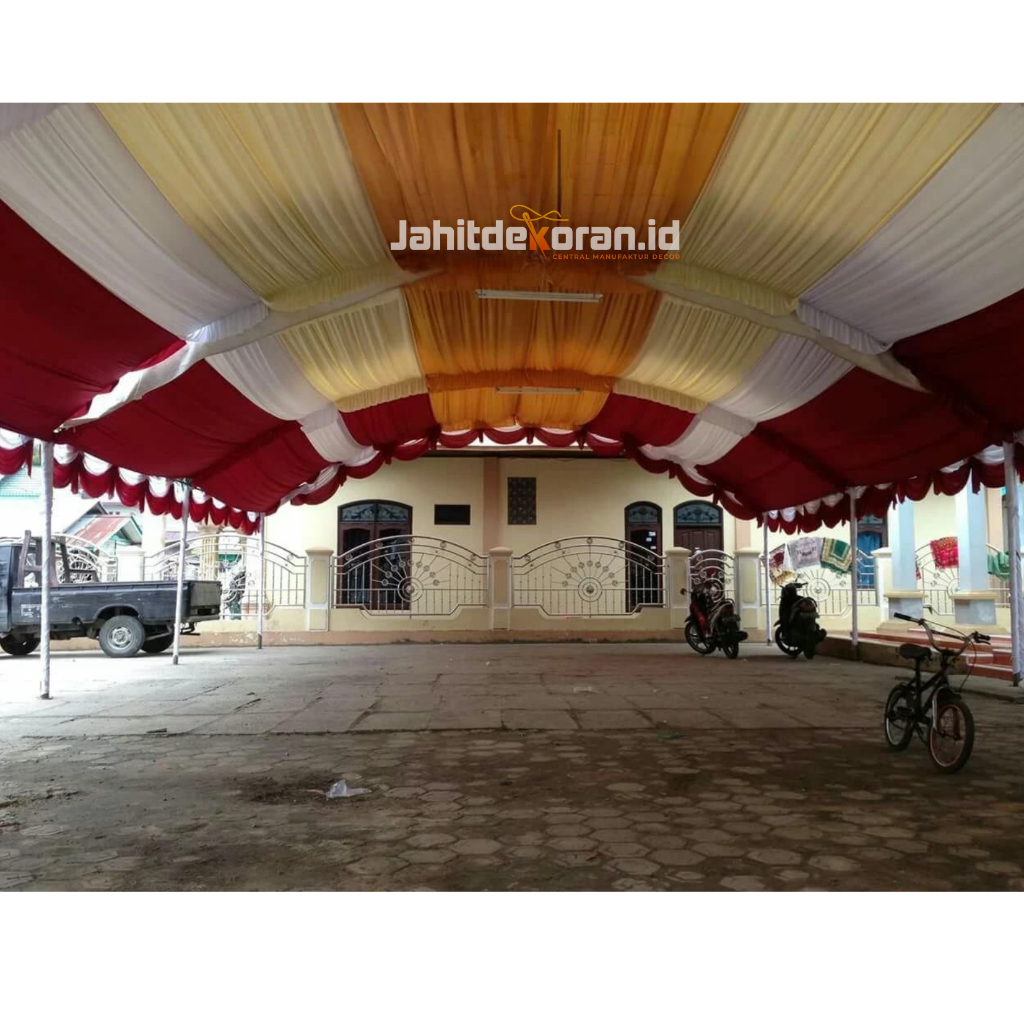 Plafon Tenda Garis Serut Untuk Tenda Lengkung