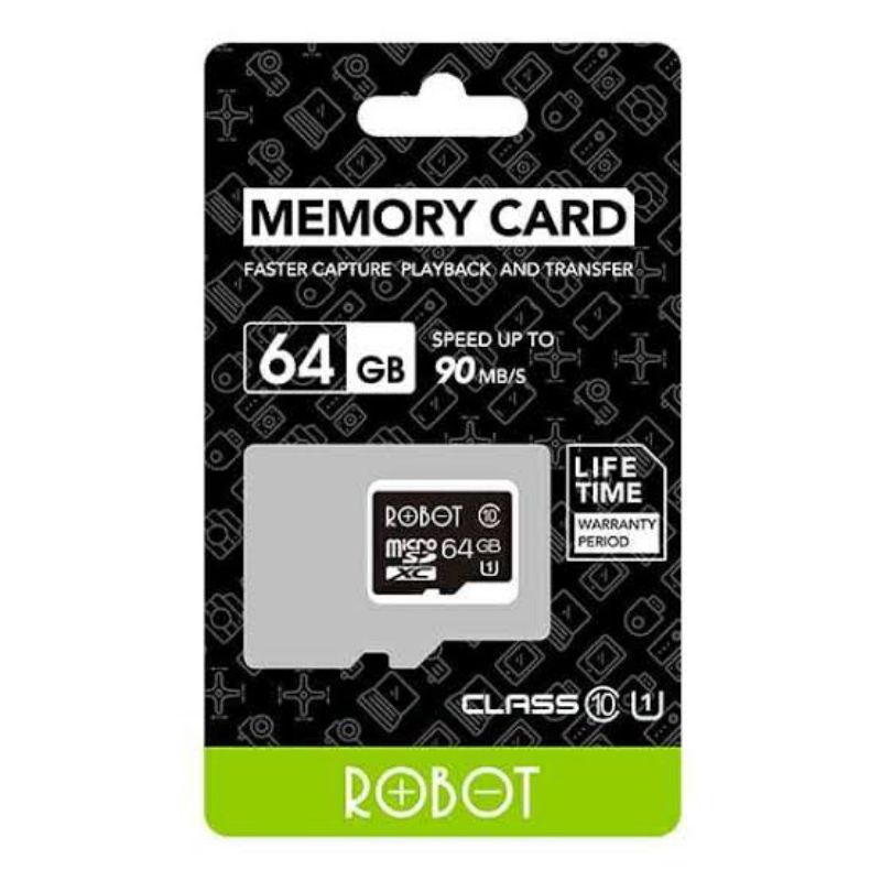 MEMORY CARD MMC ROBOT 4 GB / 8 GB / 16 GB / 32 GB / 64 GB REAL CLASS 10 MICRO SD CARD ROBOT