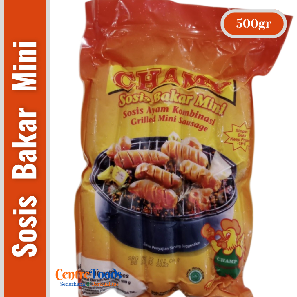 

Sosis Bakar Ayam Mini - Grilled Mini Sausage CHAMP | isi 12 Pcs - 500gr [ Harga Per BKS ]