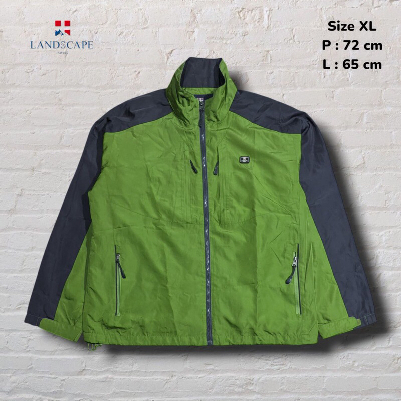 Size XL Jacket Gunung Outdoor Landscape Swiss Parasut Green Original Second Preloved #K91
