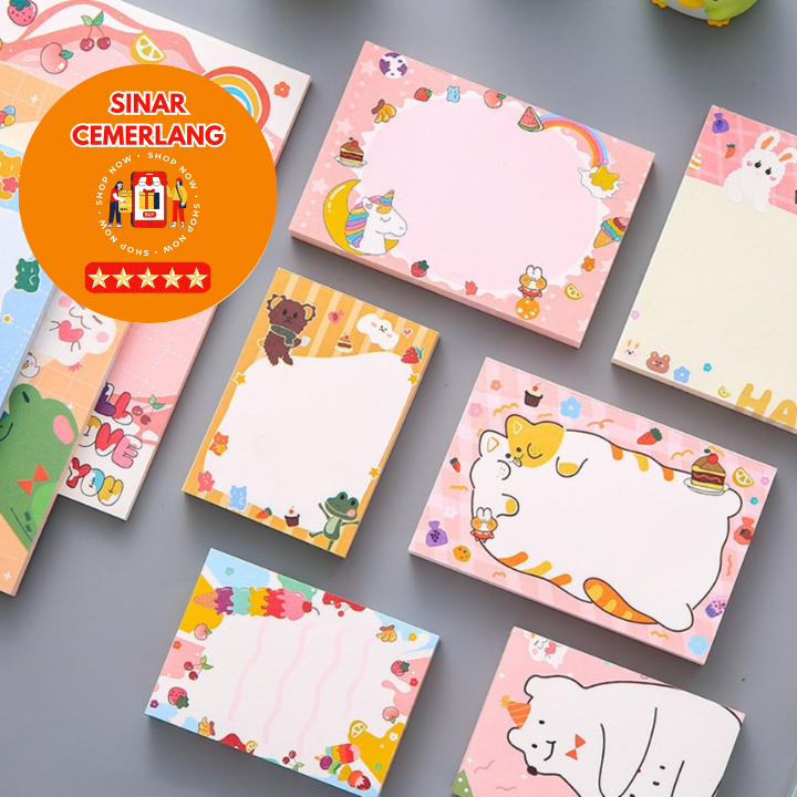 

SC 100 Lembar Sticky Notes Motif BEAR ICE CREAM Tempelan Kertas Catatan Memo Note Karakter Animal Mini Book Karakter Binatang Lucu