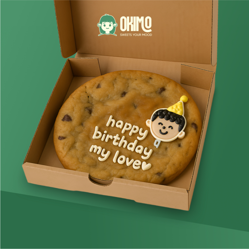 

Kue Jumbo Cookies Ulang Tahun Custom Gambar Tulisan Giant Cookies Ultah Bulet 20cm by Okimo Cookies