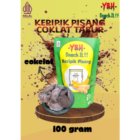 

100gram keripik pisang coklat varian rasa cemilan enak y&h snack it