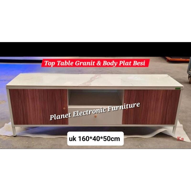 Bufet TV Granit Body Plat Besi, Meja Granit, Meja Serbaguna, Bufet Serbaguna, Rak TV, Konsol TV, Rak