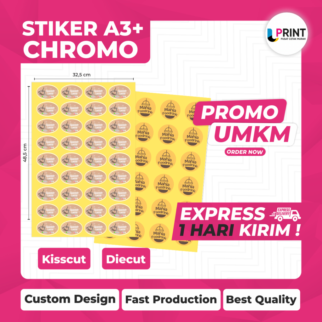 

CETAK STIKER CHROMO A3+ (CETAK & CUTTING)