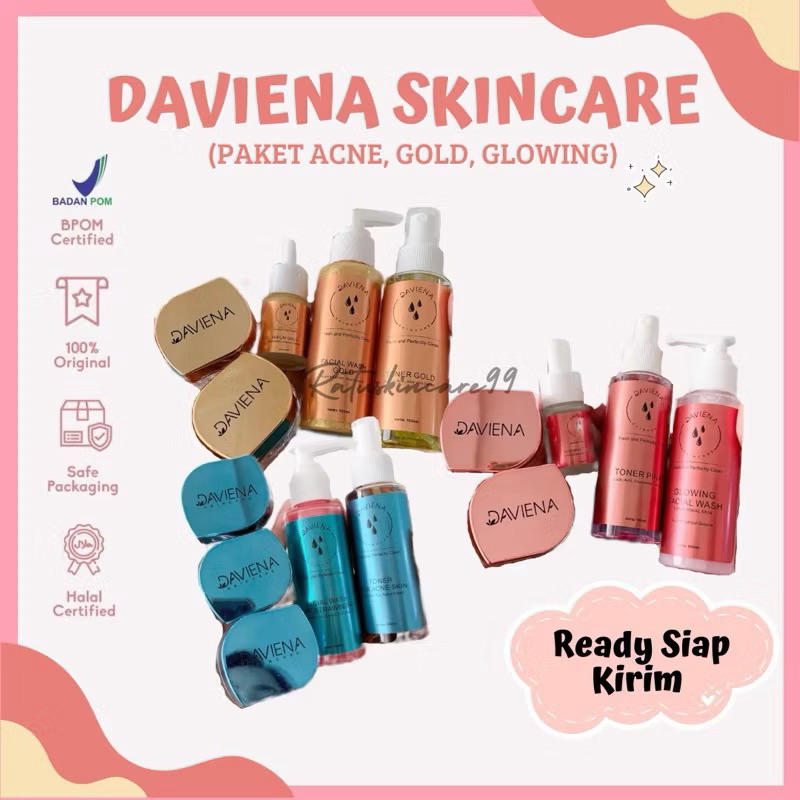 Daviena Skincare Paket Gold Series Daviena Paket Glowing Daviena Paket Acne Daviena Skincare Origina
