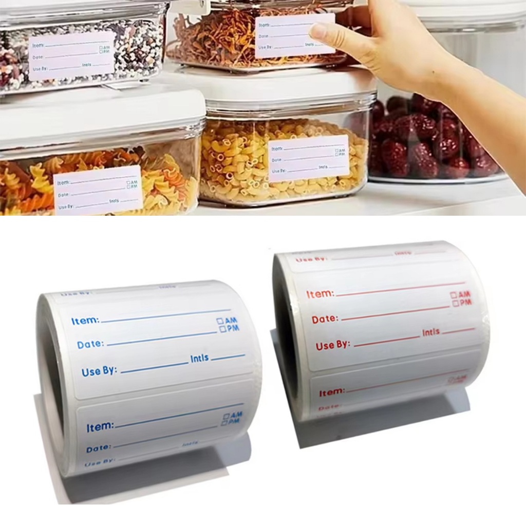 

500pcs Label stiker Penyimpanan Makanan Waterproof Kadaluwarsa Label Perekat Diri Perlengkapan Dapur Rumah Tangga Tahan Air