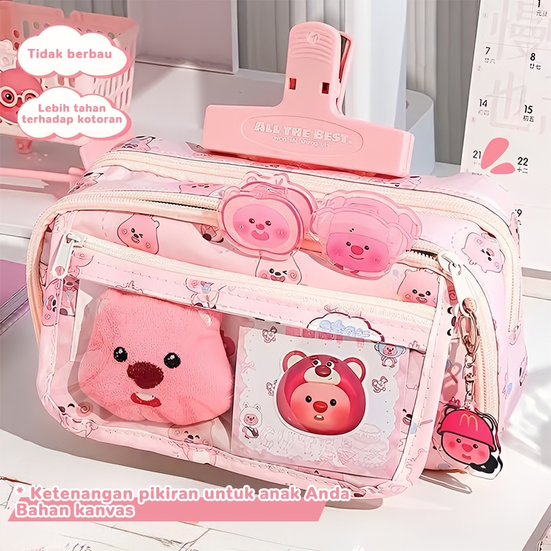 

gk Pinkbubbly.Tempat alat tulis kotak pensil aesthetic Tas PenaTempat Pencil Tas Pensil kapasitas