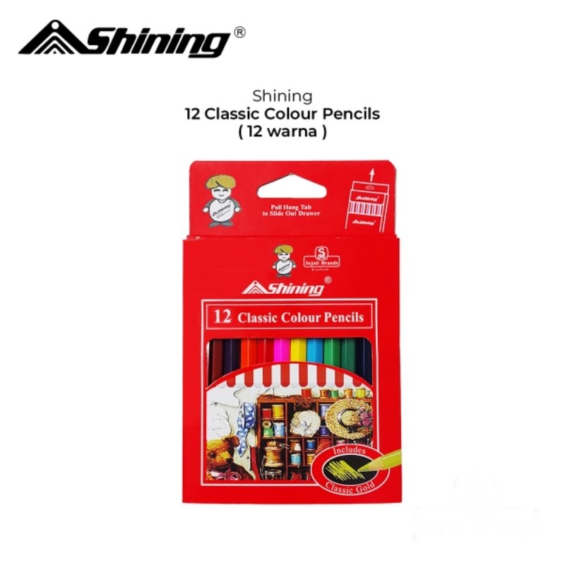 

Shining Pensil warna 12 pendek. Kualitas warna sangat natural dan mudah diaplikasikan.