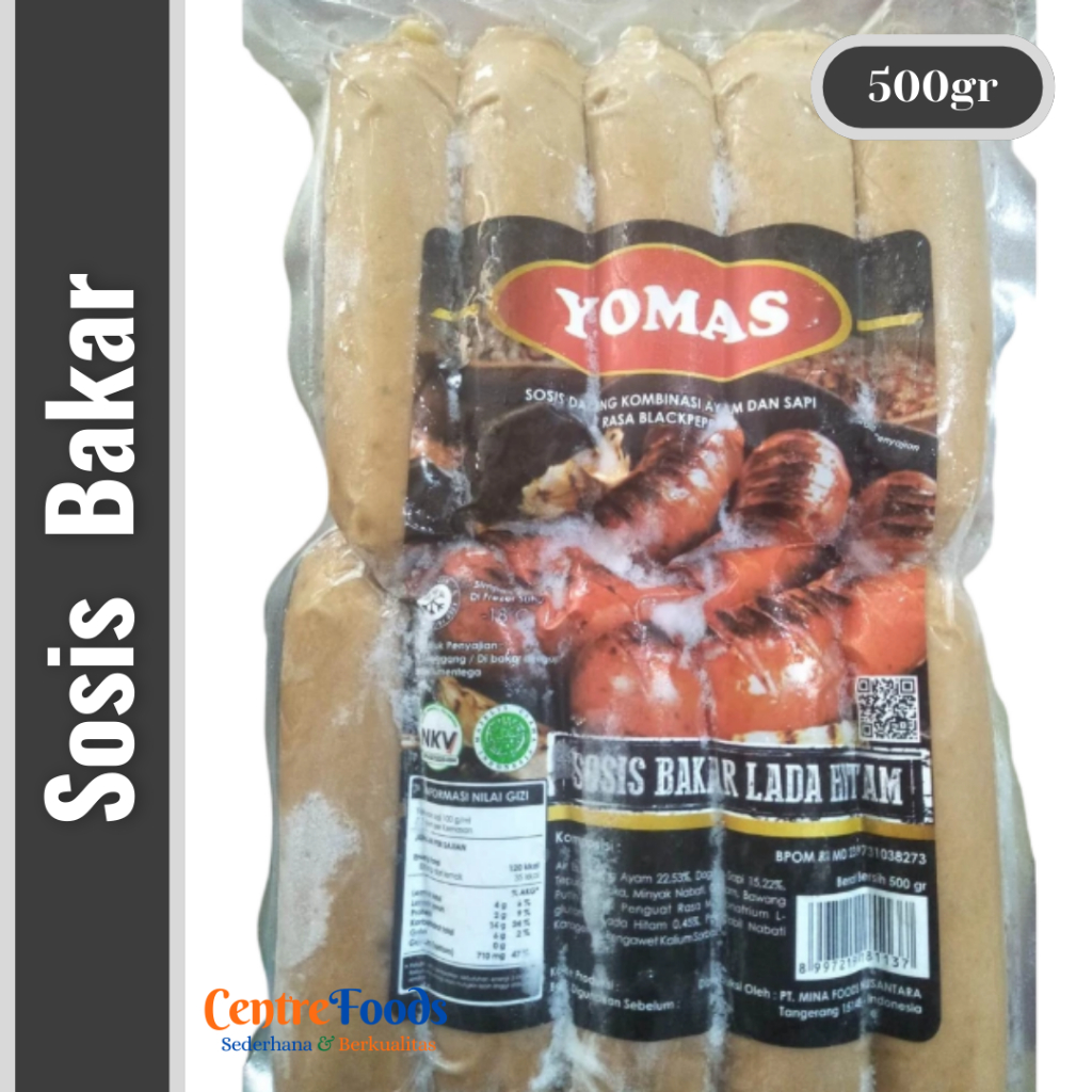 

Sosis Bakar Lada Hitam Mini - Grilled Sausage YOMAS | Isi 10 Pcs - 500gr [ Harga Per BKS ]
