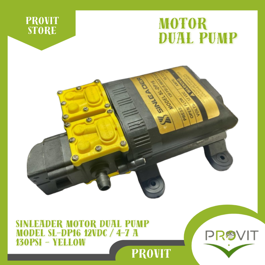 Pompa Air DC 12V Sinleader Dual Pump Original 130Psi Double Motor Pertanian - Dual Bevel Drat