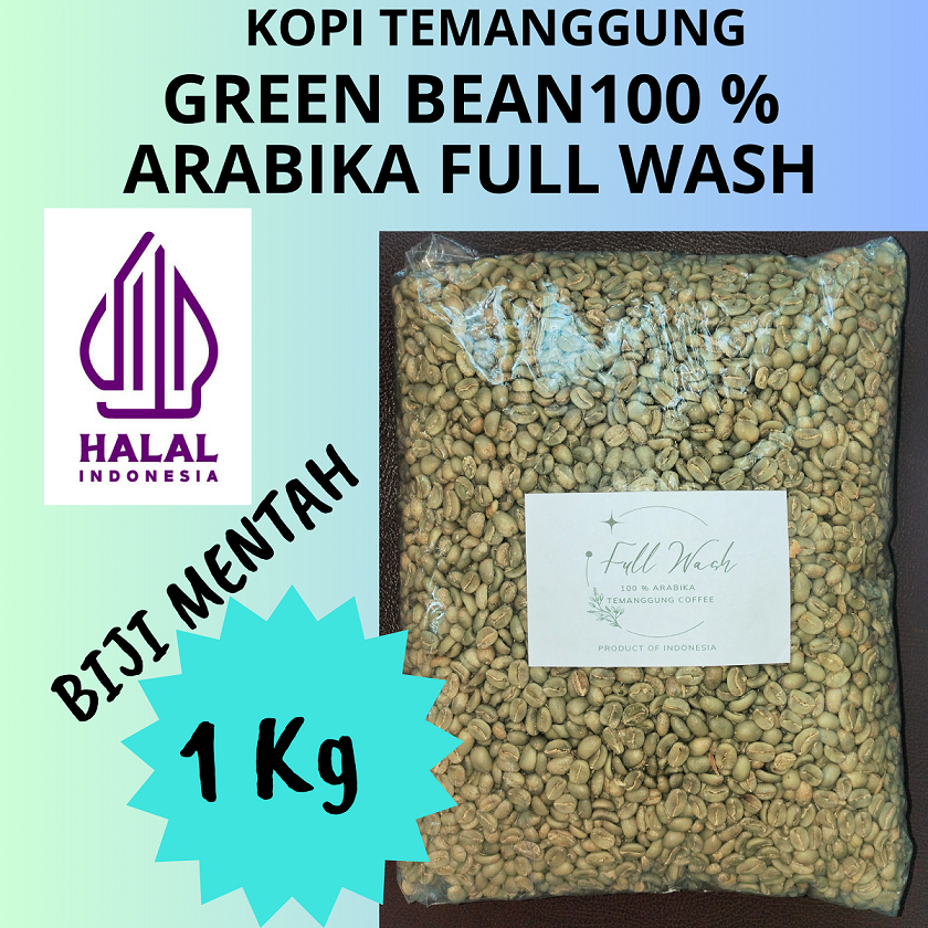 

Green Bean Kopi Mentah 100 % Arabika Temanggung proses Full Wash 1 Kg