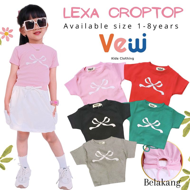 VEW - LEXA CROPTOP - Atasan anak perempuan crop serut belakang / ribbon top / coquette top Korean fa