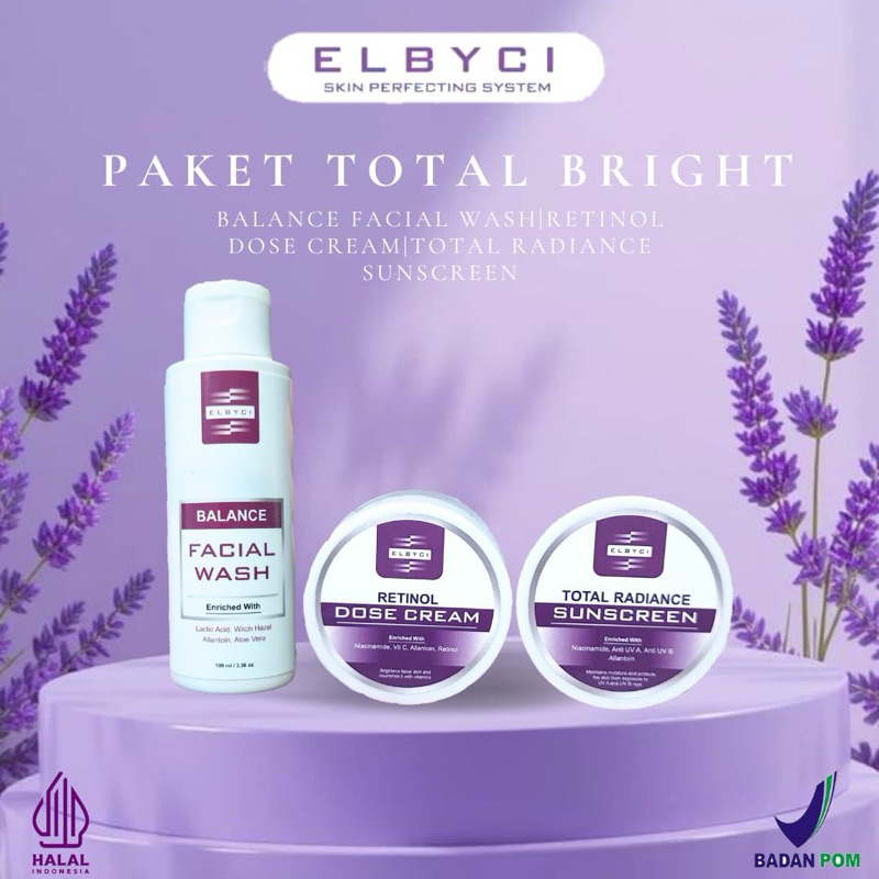 [original free gift]PAKET  TOTAL BRIGHT ELBYCI SKINCARE Untuk Kulit Wajah Susah Cerah Mencerahkan Le