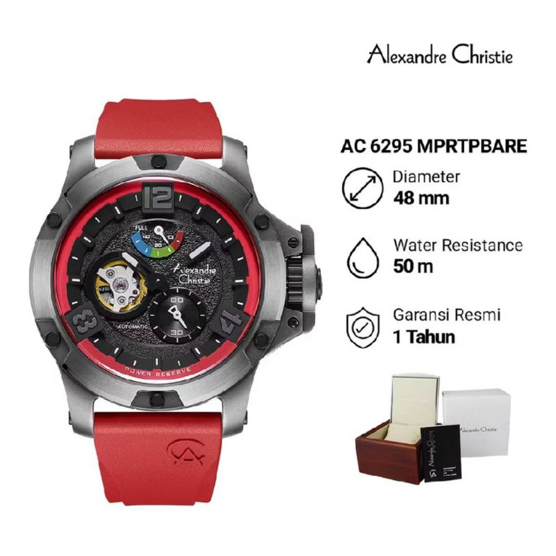 Jam Tangan Pria Alexander Christie AC 6295 MPRTPBARE Automatic Rubber Strap Original Garansi
