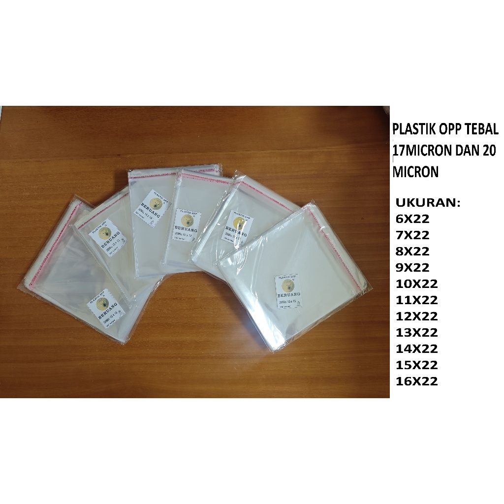 Plastik opp beruang ukuran 6x22, 7x22, 8x22, 9x22, 10x22, 11x22, 12x22, 13x22, 14x22, 15x22, 16x22 i