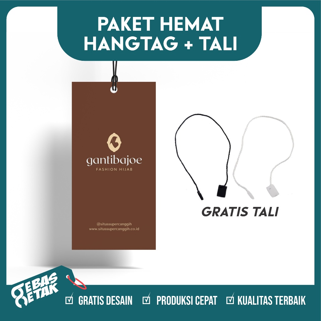 

Cetak Hangtag baju 1 sisi custom desain GRATIS TALI print hang tag pakaian label kaos persegi