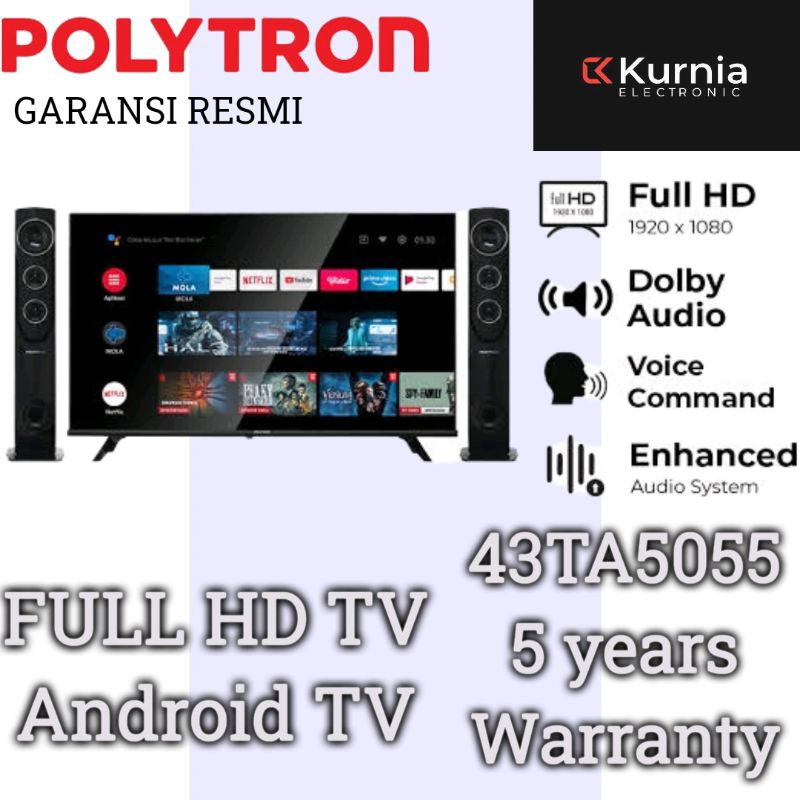POLYTRON 43TA5055 full hd  Android tv Tower Speeaker 43 inch