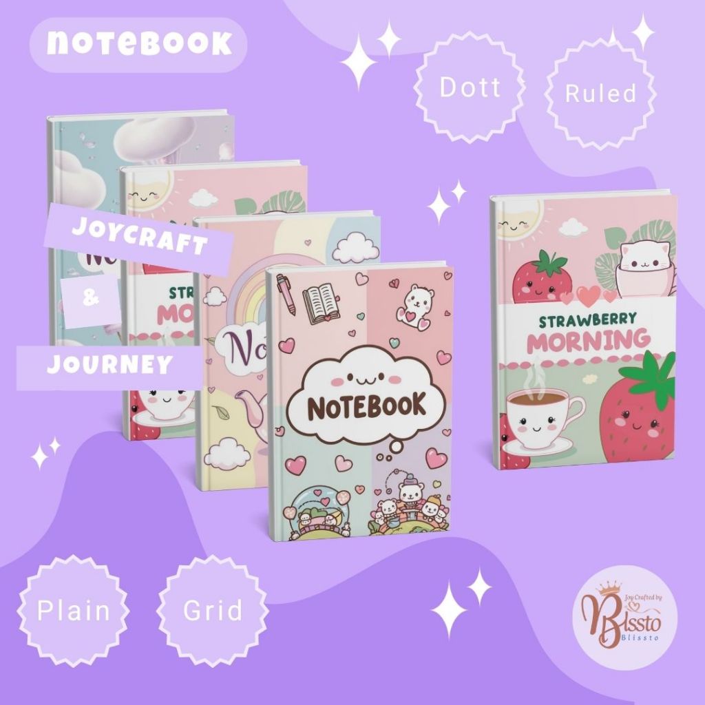 

Notebook A5 Kawaii Series Cute | Grid | Dotted | Polos | Garis | Custom | Aesthetic | Buku Catatan | Buku Tulis Lucu | Notebook Cewek Lucu