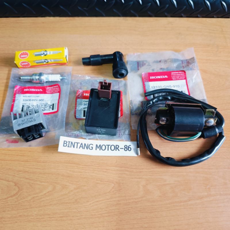 CDI+KIPROK+KOIL+BUSI+TUTUP BUSI GRAND/SUPRA LAMA/SUPRA X LAMA(5 barang)