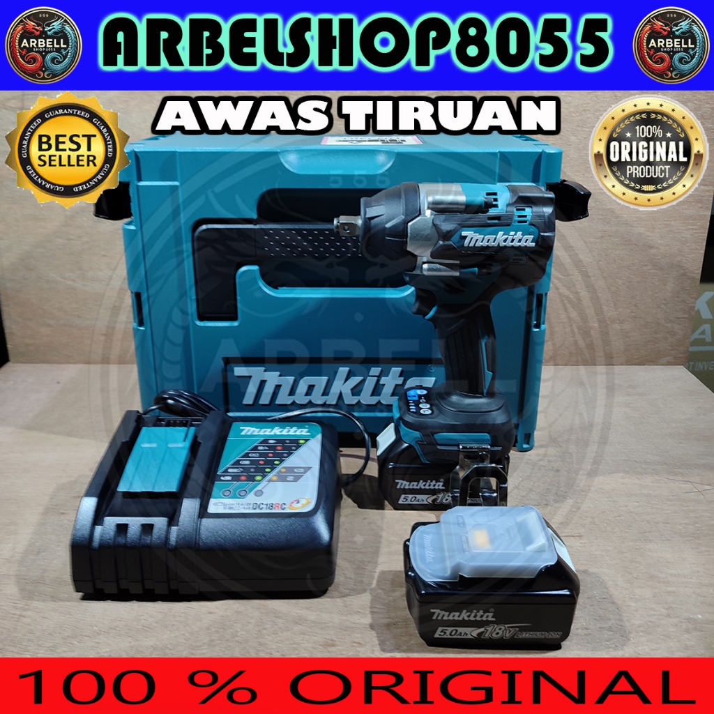 MAKITA DTW 700 RTJ BRUSHLESS CORDLESS IMPACT WRENCH 1/2 INCH 18V ALAT PEMBUKA MUR BAUT DTW700RTJ ORI