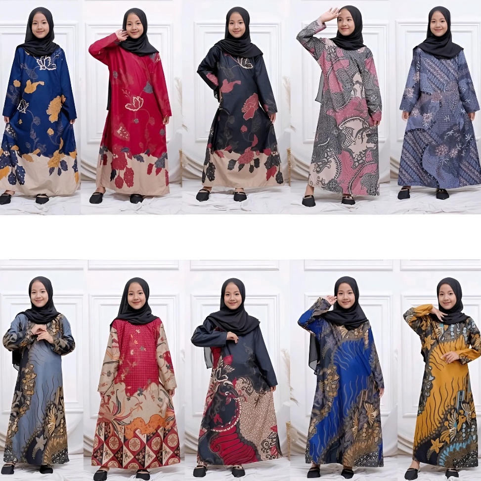 Baju Batik Anak Perempuan Usia 212 Tahun  Dress Anak  Gamis Batik Anak KODE A7F8