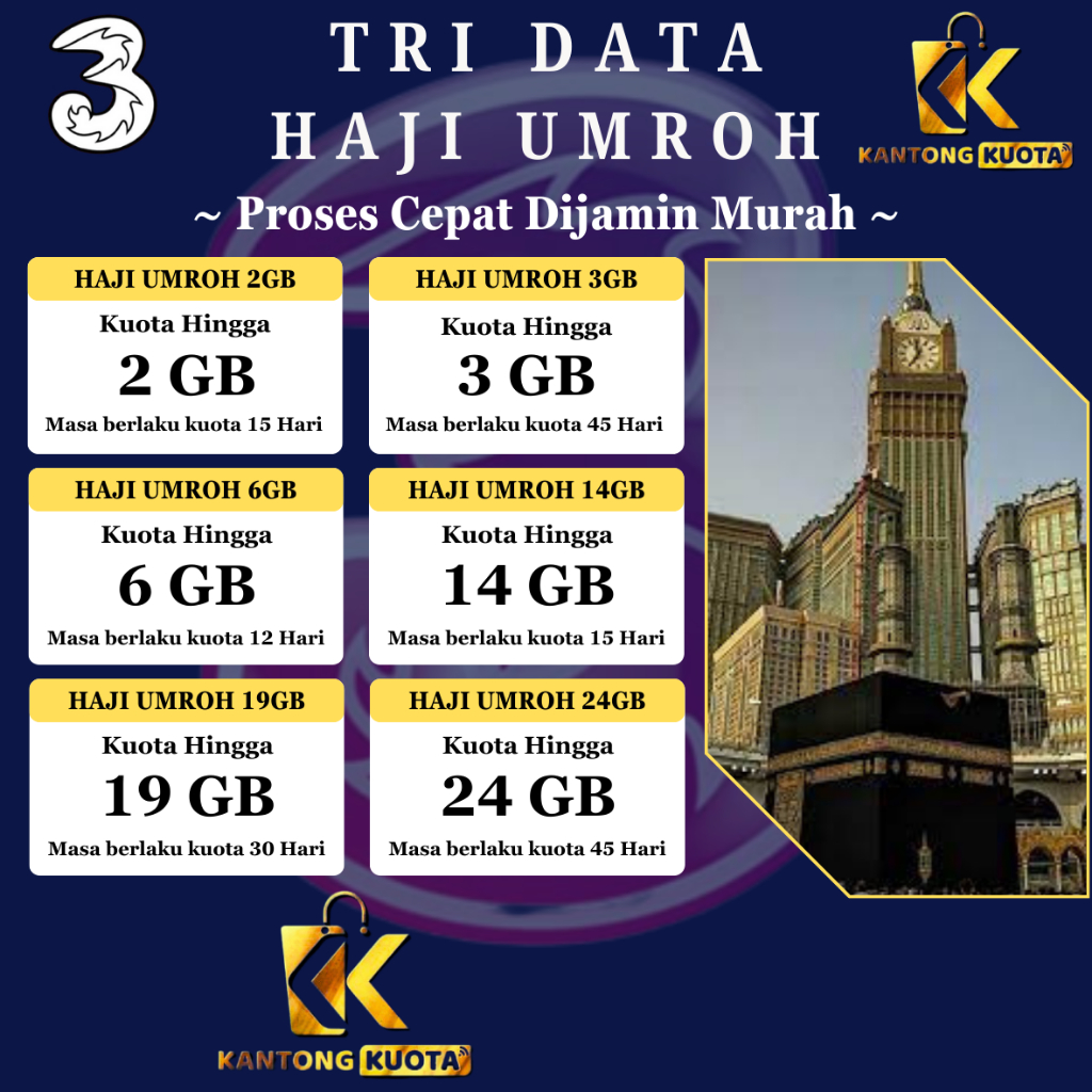 PROMO MURAH PAKET DATA INTERNET TRI DATA HAJI UMROH ROAMING INTERNASIONAL