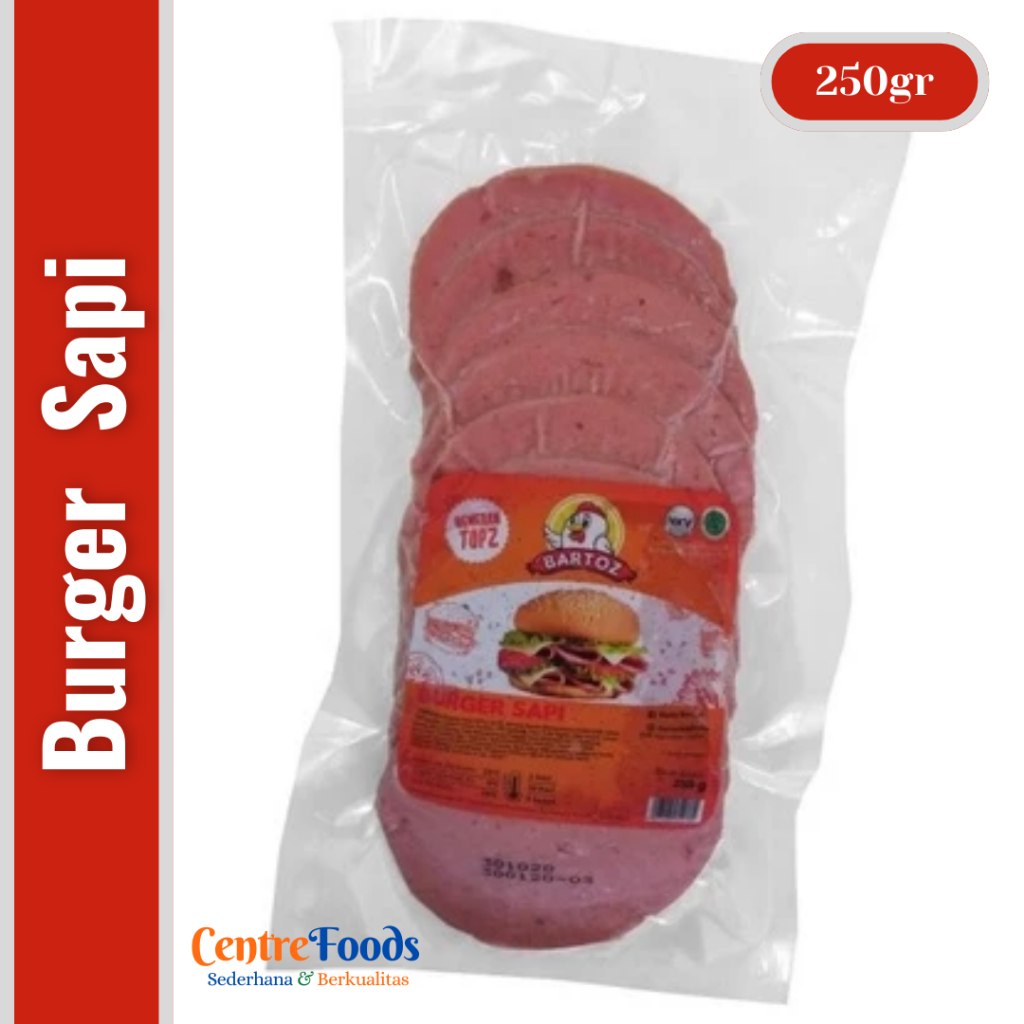 

Burger Daging Sapi - Beef Burger BARTOZ | Isi 10 Pcs - 250gr [ Harga Per BKS ]