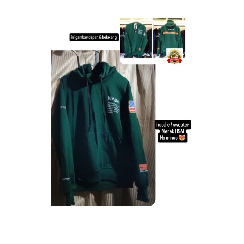 PL HOODIE/SWEATER NASA HIJAU ARMY