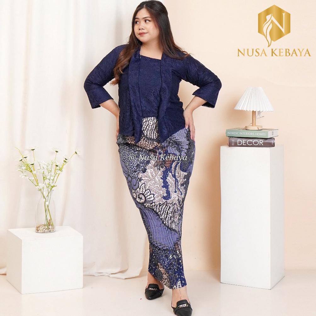 Setelan Kebaya Jumbo Bahan Brukat Big Size 3L 4L 5L 6L  LD 12 13 14 Cm  Baju Kebaya Brukat Kondangan