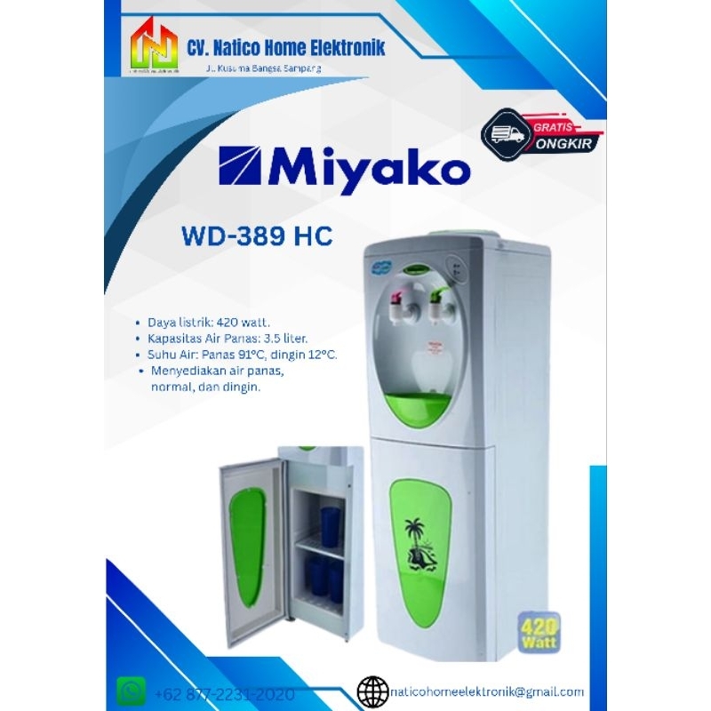 Dispenser Galon Bawah MIYAKO WD-389 HC 3.5 Liter