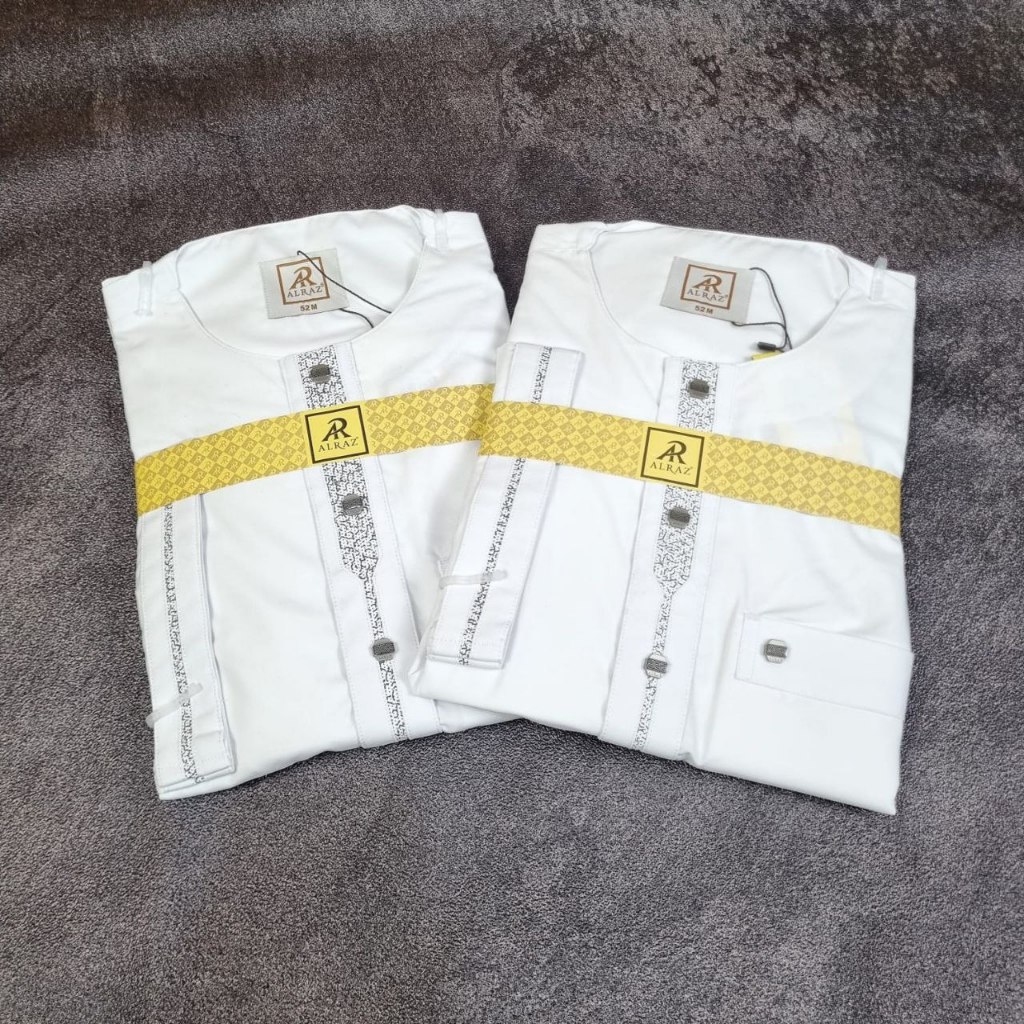 JUBAH OBLONG AL RAZ KATUN PREMIUM Model Sabil 2001 White Lengan Pendek