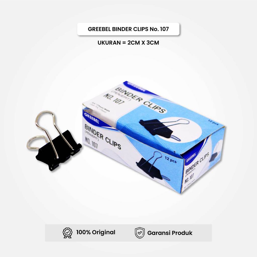 

Binder Clip Greebel Isi 12 Pcs / Pack / Penjepit Kertas Dokumen Serbaguna Hitam No.107(19MM)