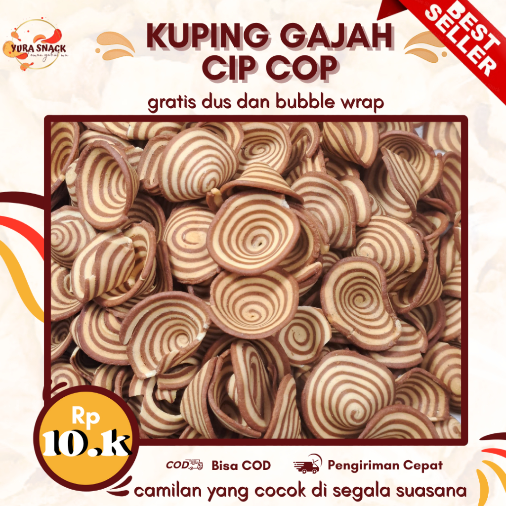 

Kuping Gajah Coklat Cemilan Kiloan kemasan 250gr 500gr Enak Tipis Renyah Manis Gurih