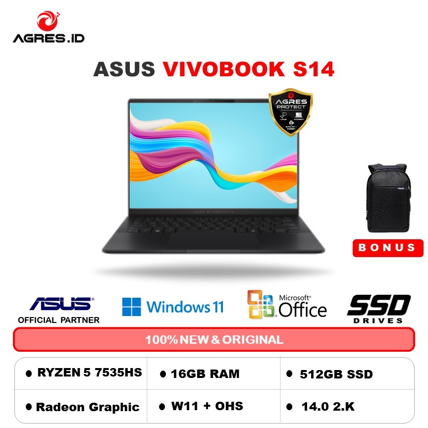 ASUS VIVOBOOK S 14 OLED M5406NA RYZEN 5 7535HS 16GB 512GB W11PRO+OHS 14.0 2K BLK -OLED552