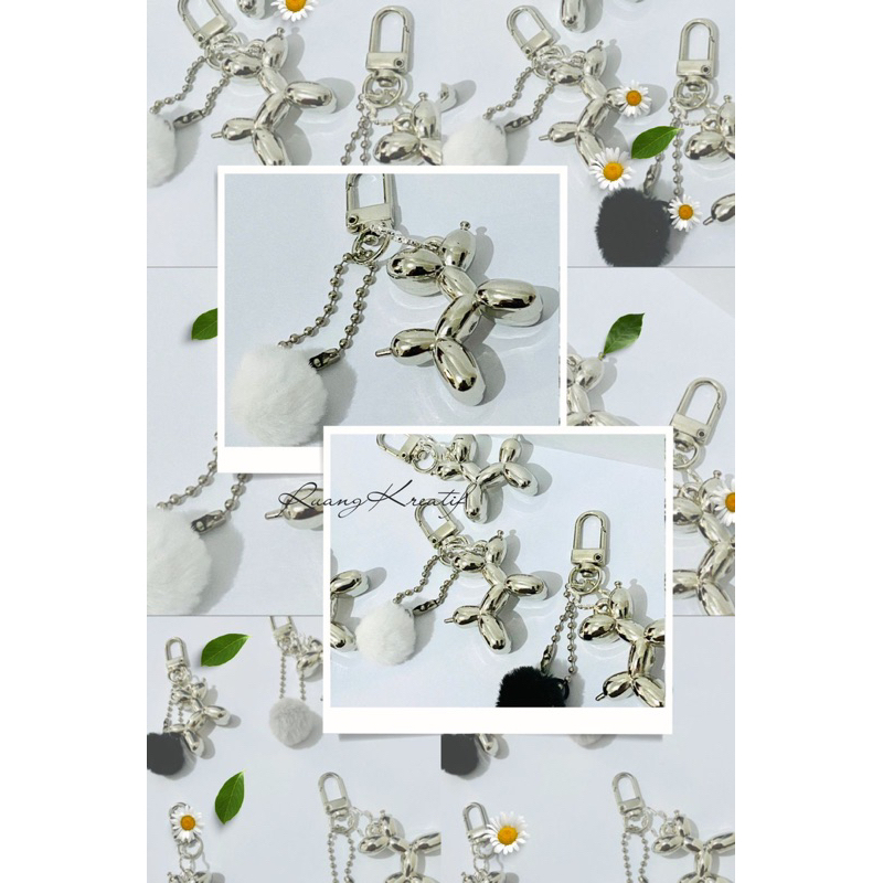 Ganci / Gantungan Tas Poodle Silver Lucu Pom2