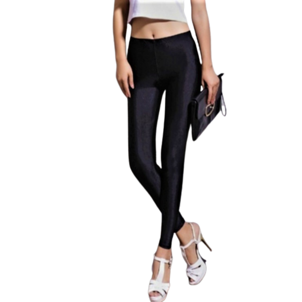 Celana Legging Panjang Wanita Legging Olahraga Lycra Stretch Mengkilap M L XL