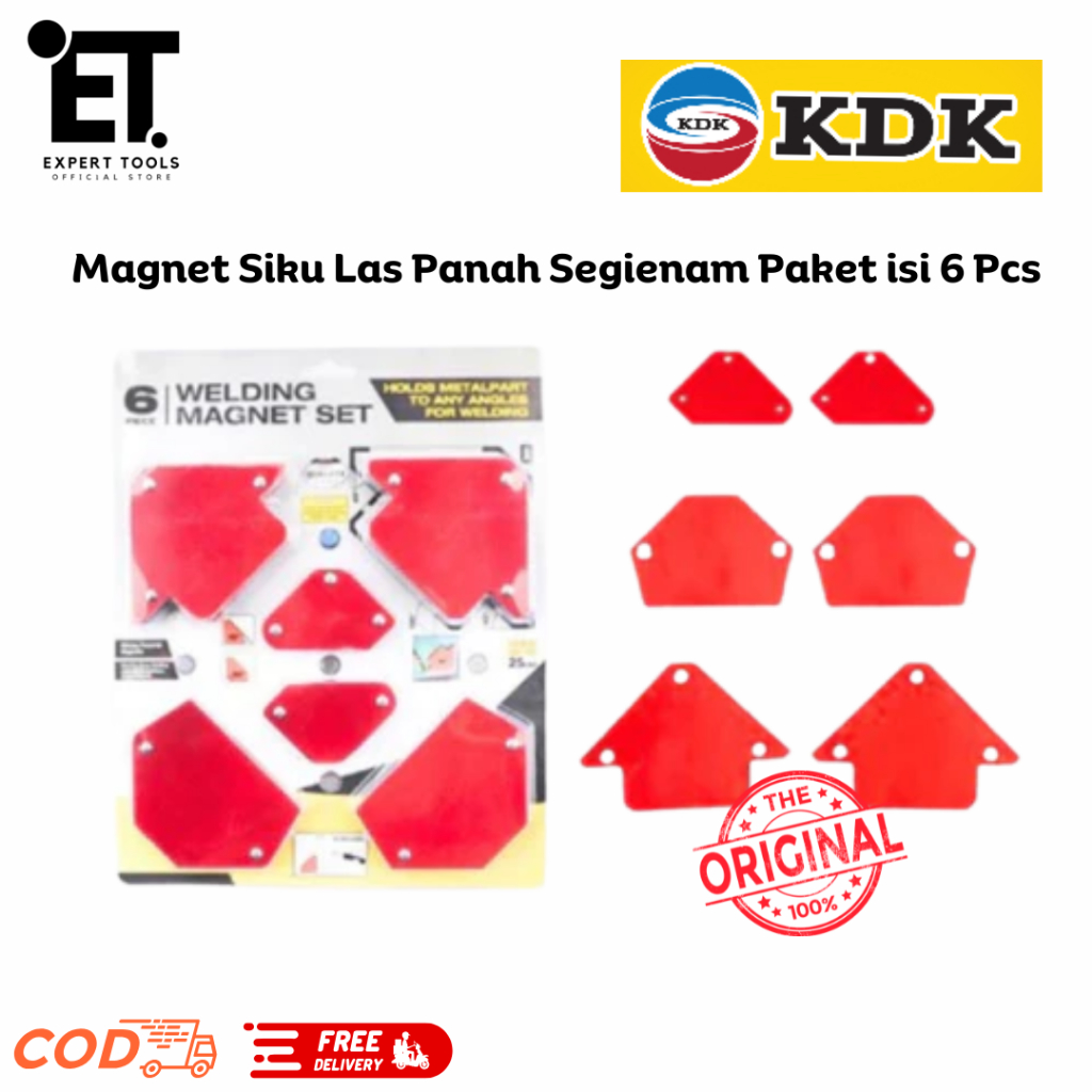 KDK Siku Magnet Las 6 Pcs Panah Segienam Paket Magnetic Welding Holder Arrow Magnetic Hexagon Set