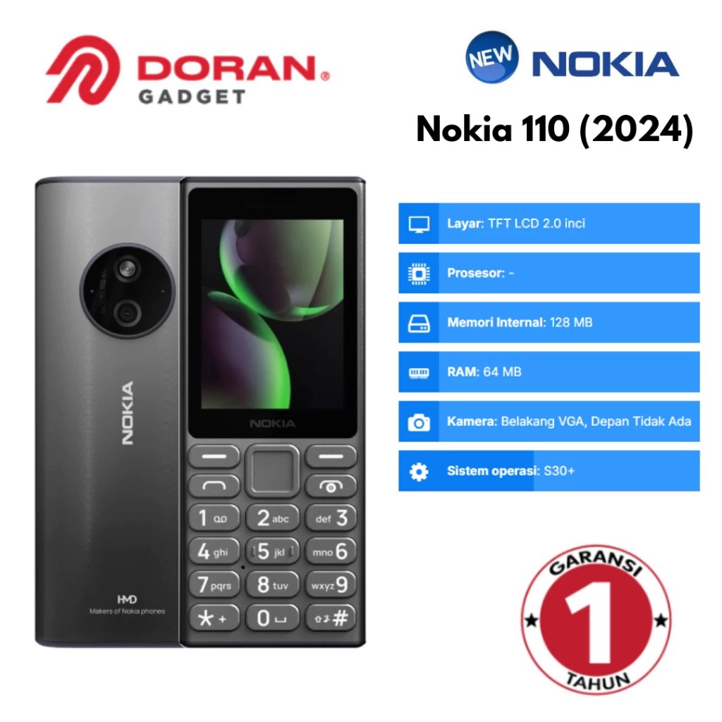 NOKIA 110 (2024) - Hp Jadul - Garansi Resmi 1 Tahun