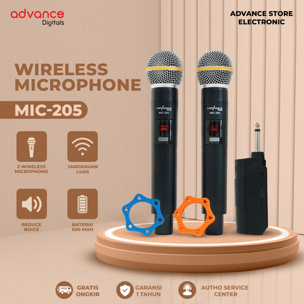 Advance MIC205 Double Mic Profesional Wireless Anti Noise Recharger Bisa Digunakan Untuk Souncard/Sp