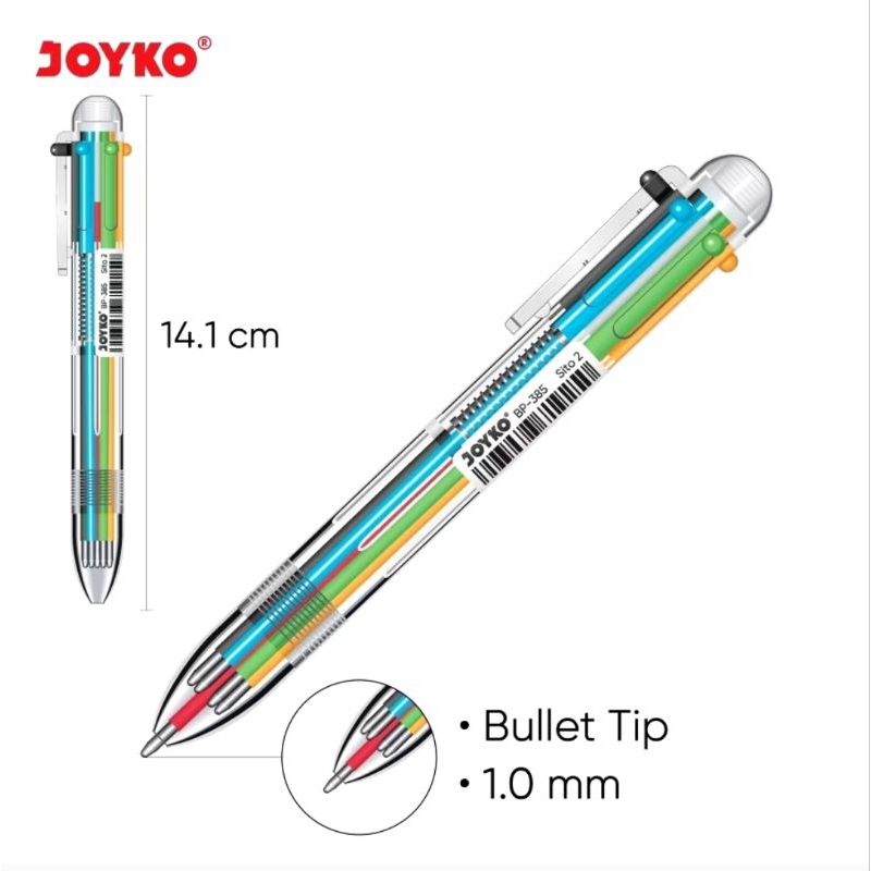 

Joyko Ballpen 6 warna 1 pulpen, pulpen cetek BP-385 1.0mm