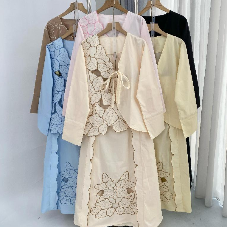 Ayumi Anisa One Set Bordir 3D Series | Set Outer dan Rok Bahan Poplin