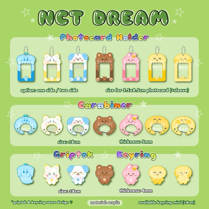 NCT DREAM CARD HOLDER CARABINER KEYRING GRIPTOK POPSOCKET cahol photocard holder