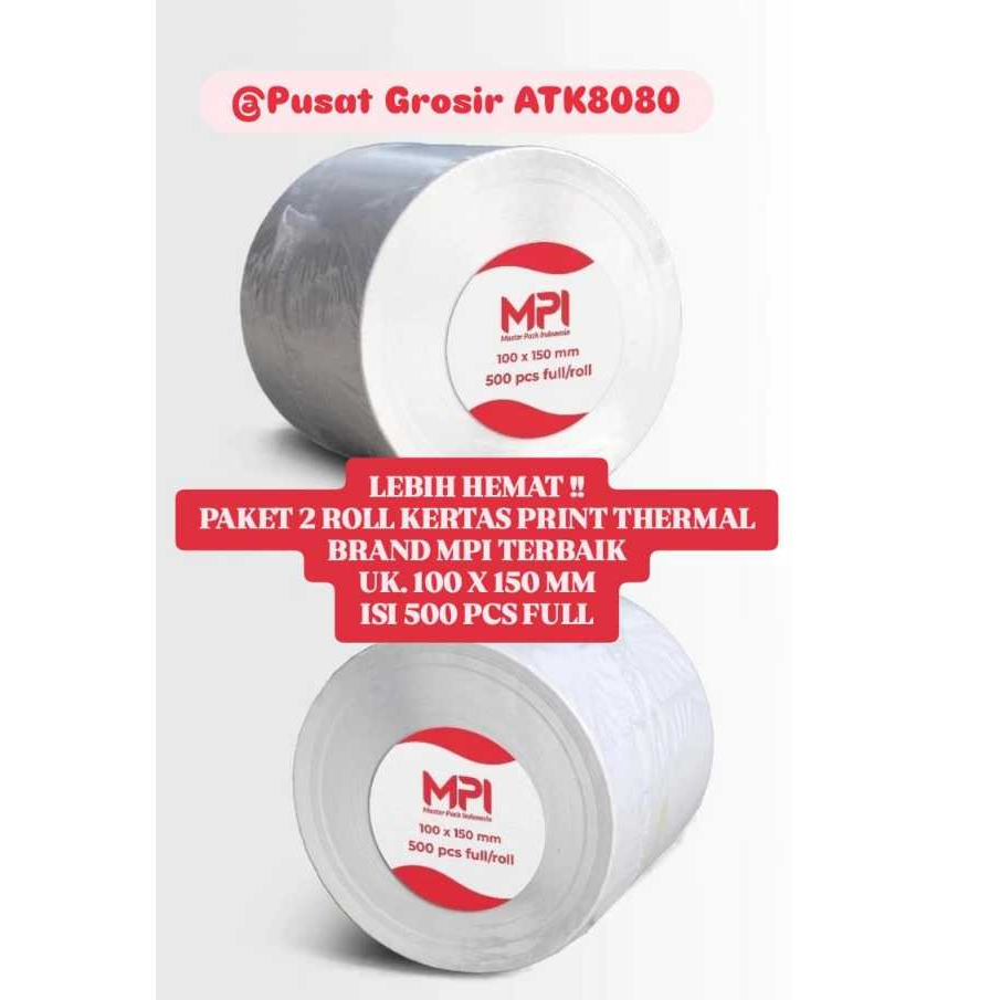 

PGATK-JUAL 2 ROLL Kertas Label Thermal Sticker Ukuran 100 x 150 mm A6 Isi 500 PCS FULL