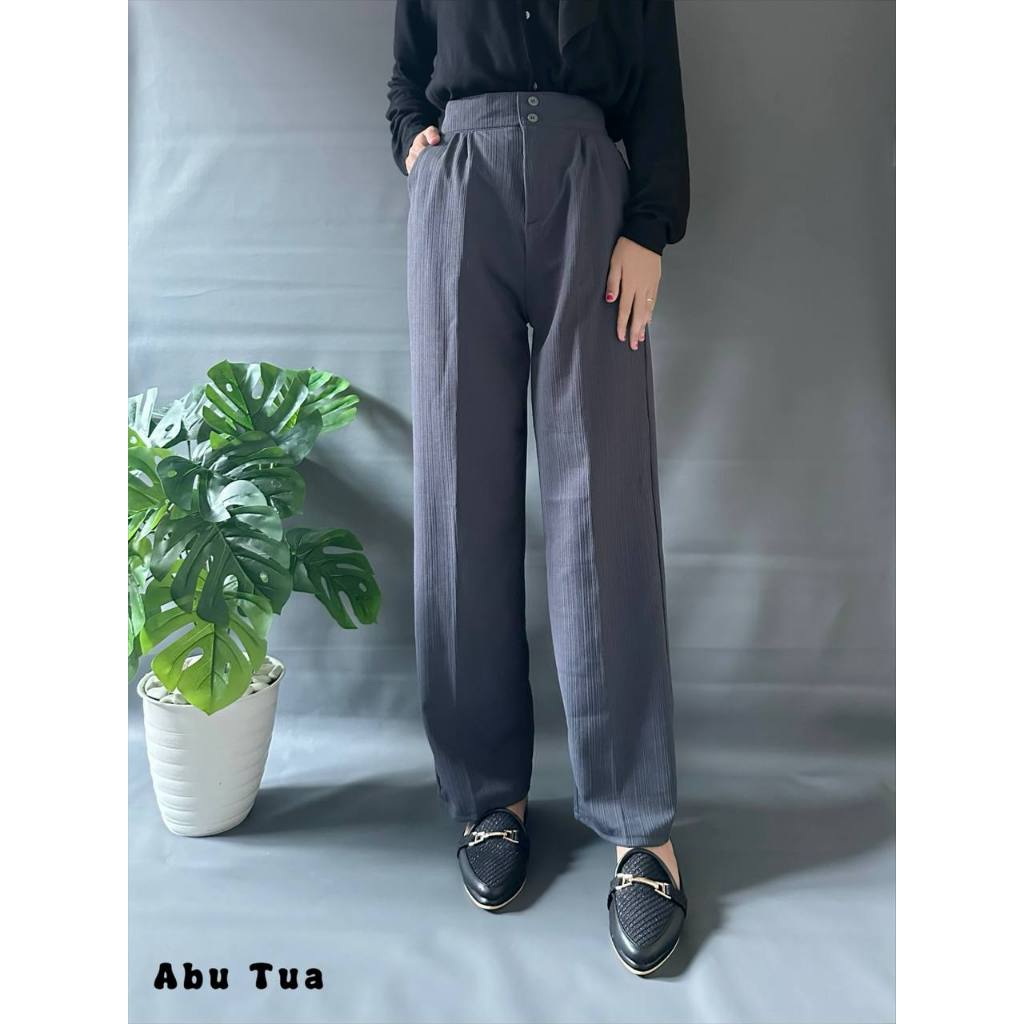 Jennie Pants Knit Jumbo Celana Kulot Wanita Kancing Premium Nyaman