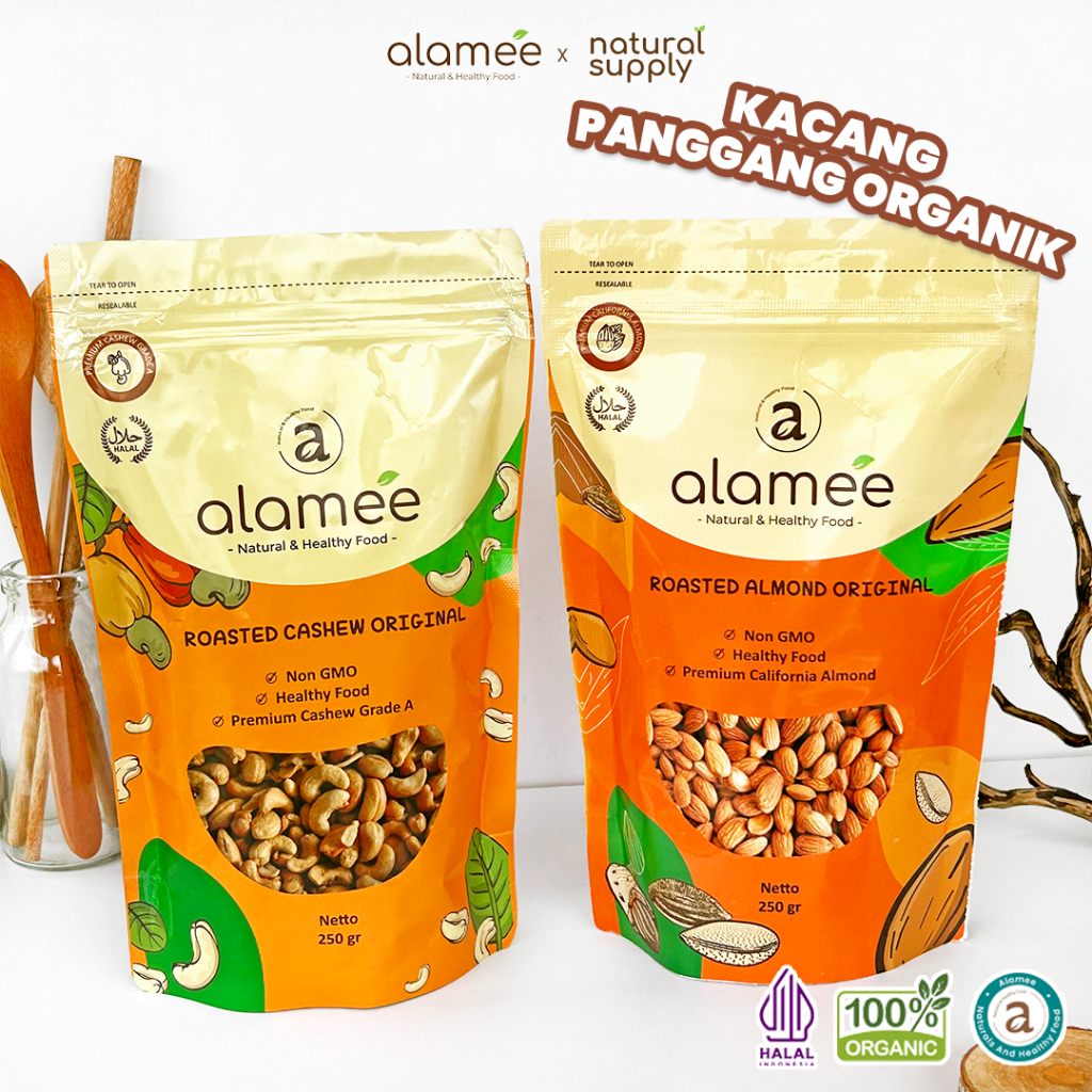 

Kacang Almond Almon Mede Walnut Pistachio Kupas Panggang Premium Roast Roasted Oven Siap Makan