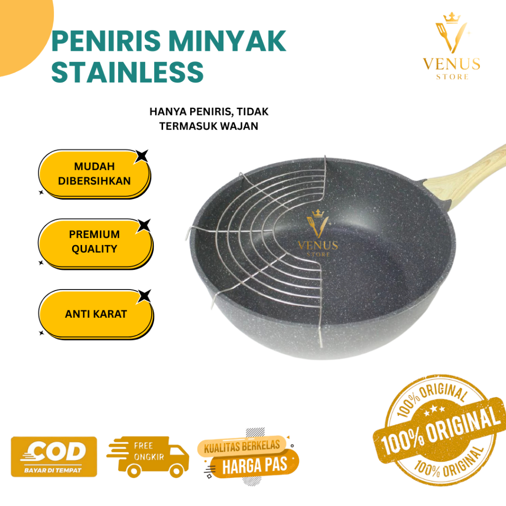 Tirisan Minyak Saringan Minyak Stainless Steel Anti Karat | Alat Peniris Gorengan LYJ