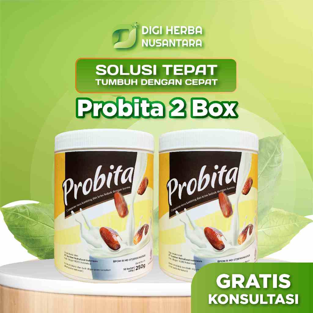 

Probita Susu Kurma Ajwa 2 Box isi 20 Sachet - Penambah Tinggi Badan Anak & Remaja - Rendah Gula - BPOM & Halal