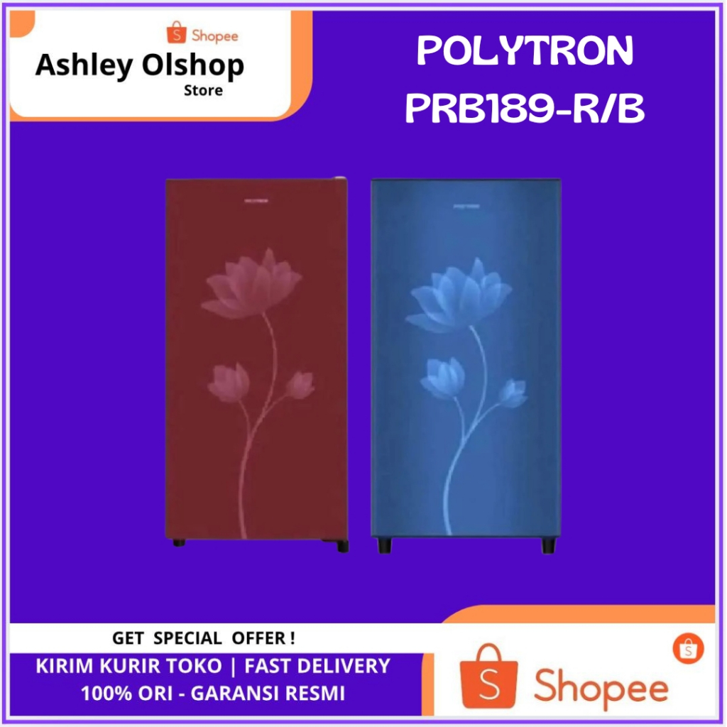 Kulkas Polytron PRB-189-R/B 180 Liter Kulkas 1 Pintu Polytron Metal Door PRB189