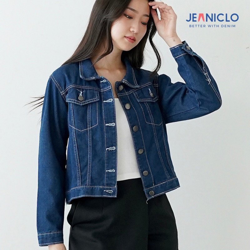 JEANICLO - JAKET JEANS JN503 | Jaket Denim Wanita Lengan Panjang Outer Jeans Long Sleeve Jacket Baha